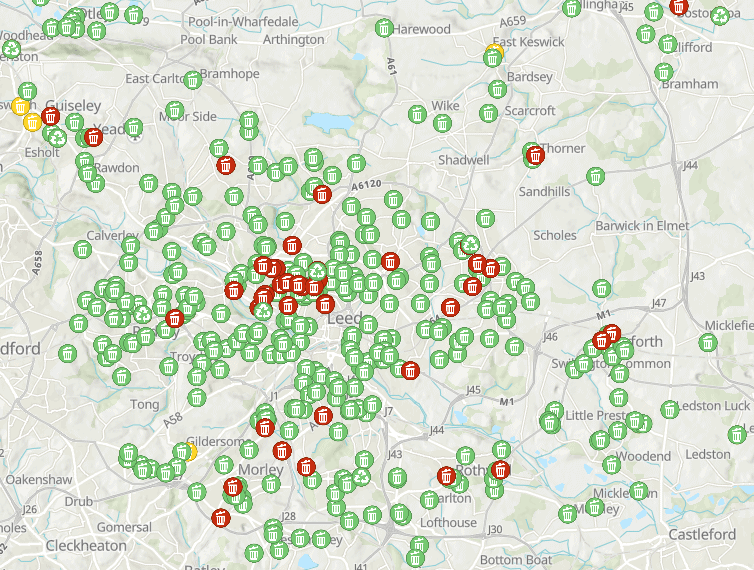 map-of-Leeds-recycling-centres
